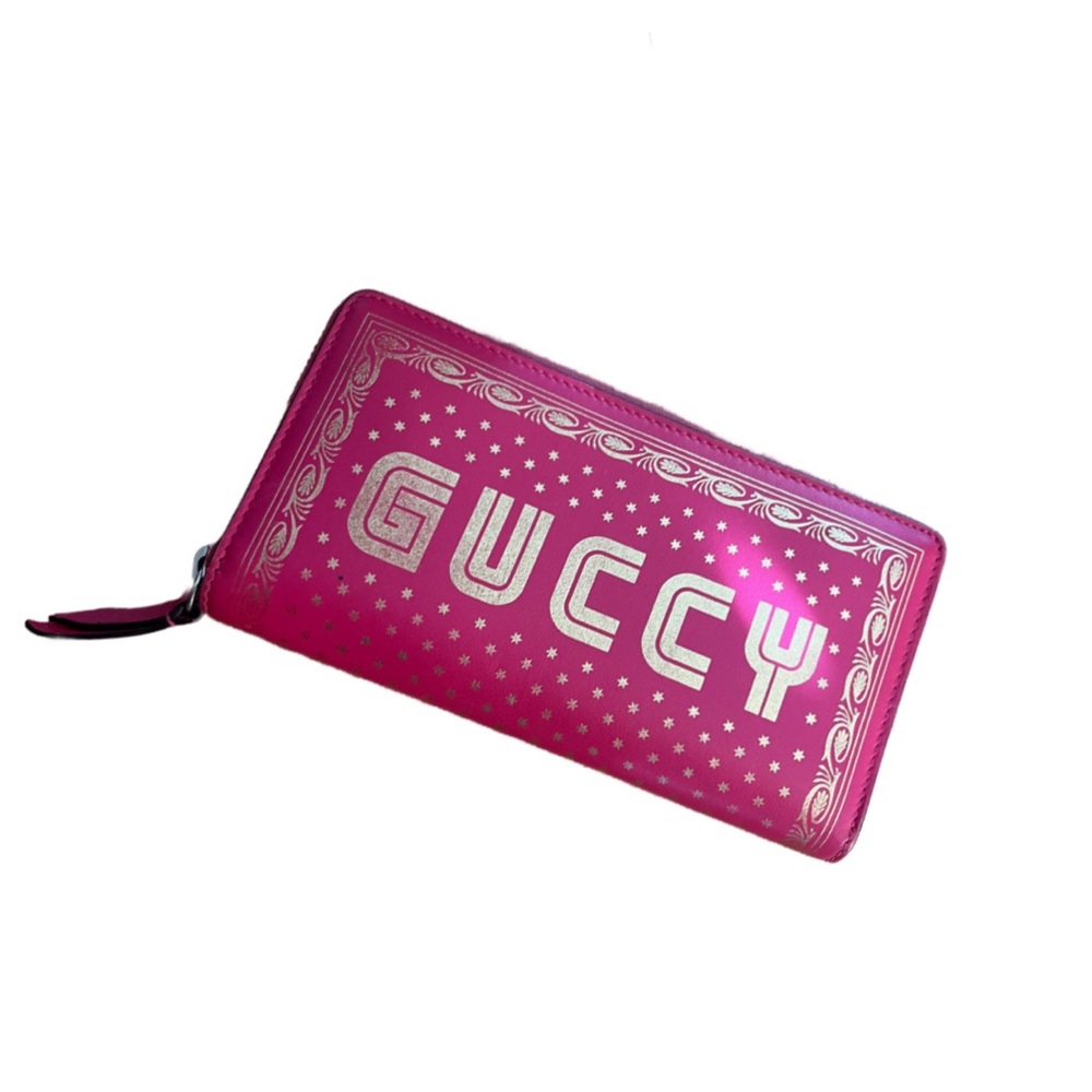 Gucci Calfskin Star Print Guccy Chain Wallet